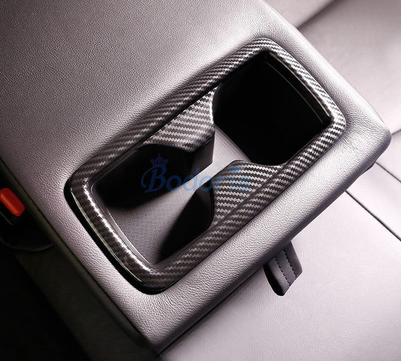 For Toyota RAV4 XA50 2019 Carbon Fiber Color Interior Rear Seat Water Cup Holder Cover Strips Panel Trim Car Styling Accessories