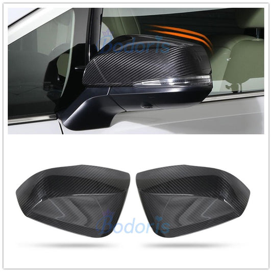 Carbon Fiber Color Side Wing Mirror Cover Door Rear View Overlay ABS Panel 2015-2020 For Toyota Alphard VELLFIRE 30 Accessories