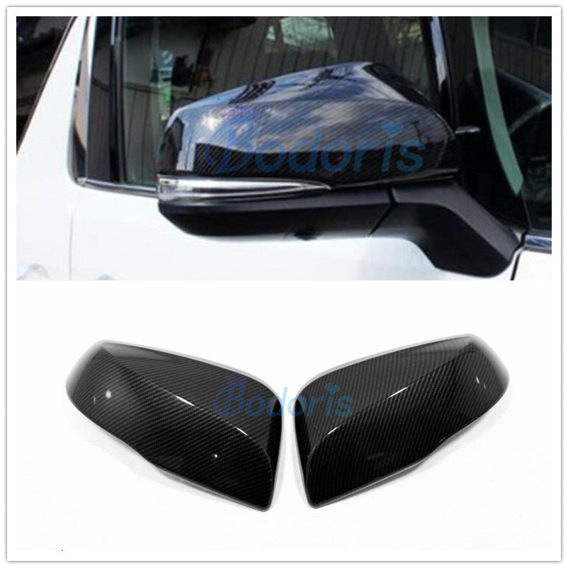 For Toyota Alphard VELLFIRE 30 2016-2019 Carbon Fiber Look Mirror Cover Rearview Overlay Garnish Moulding Panel Car Accessories