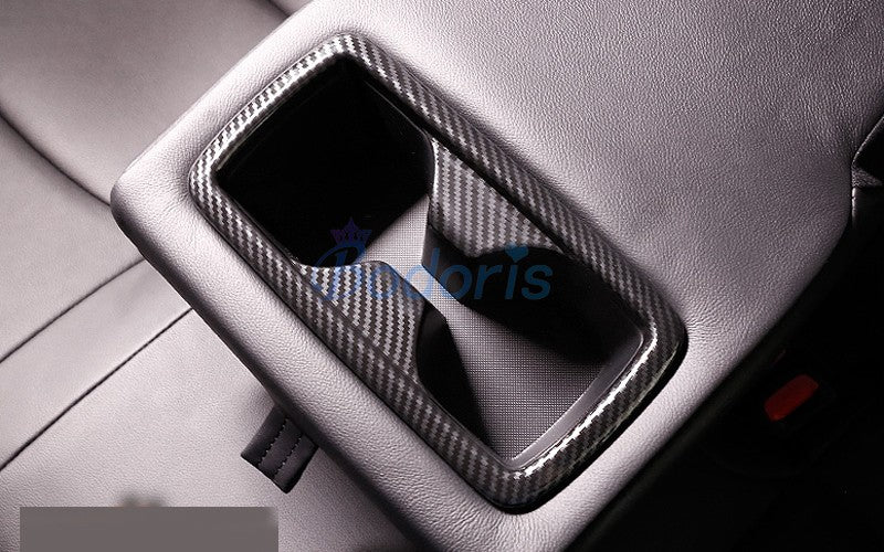 For Toyota RAV4 XA50 2019 Carbon Fiber Color Interior Rear Seat Water Cup Holder Cover Strips Panel Trim Car Styling Accessories